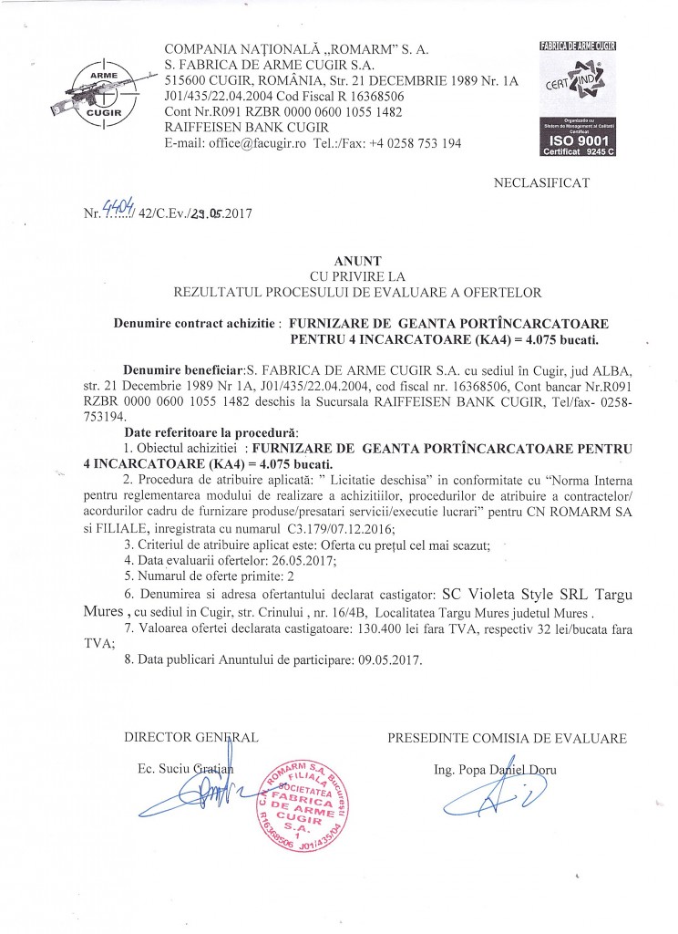 atribuire contract geanta ka4