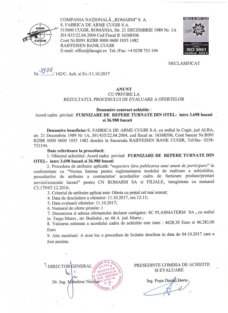 FURNIZARE REPERE TURNATE DIN OTEL
